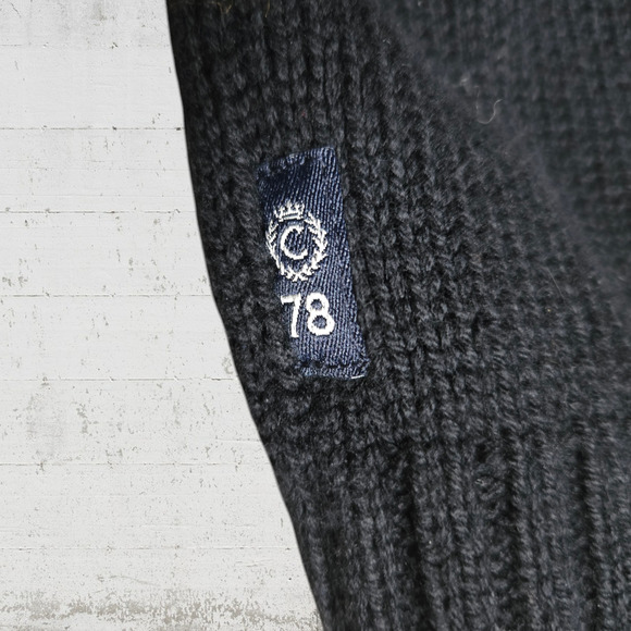 Chaps Black White Fair Isle Cowl Neck Button Up Cardigan Sweater Size Large - Picture 7 of 9